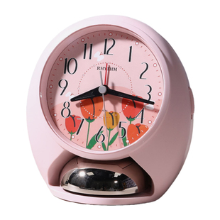 RHYTHM日本丽声闹钟家用超静音卧室床头桌面时钟学生宿舍夜光闹钟