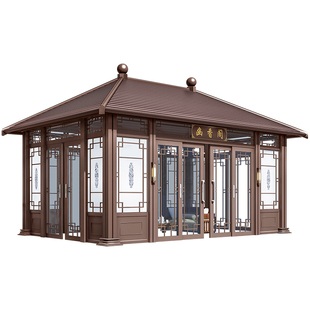 博逸林六角凉亭别墅院子亭子户外铝合金遮阳棚庭院茶室阳光房定制