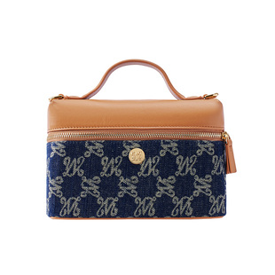 万里马丹宁手提包盒子包单肩斜挎女包牛仔通勤小方包法棍腋下包