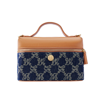 万里马丹宁手提包盒子包单肩斜挎女包牛仔通勤小方包法棍腋下包