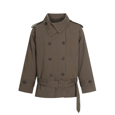 复古立领廓形宽肩排扣系腰羽绒服