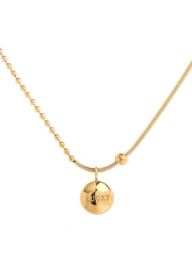 幸运豆lucky实心小金豆钛钢镀18k项链气质轻奢简约礼物锁骨链YJ14