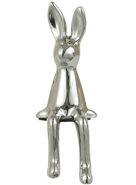 陌歌轻奢样板间银色兔子装饰摆件