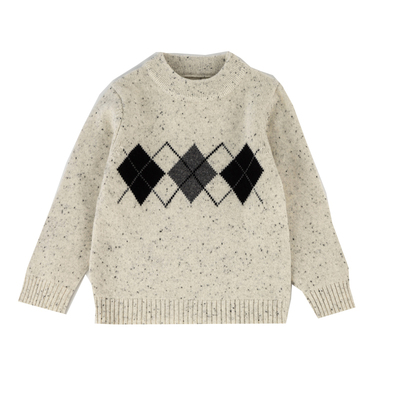 青少年男孩宝宝菱形格子羊毛衫
