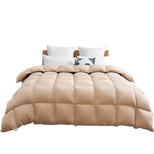 鸿润家纺彩棉加厚95%白鹅绒被子冬季全棉贡缎单双人保暖羽绒被芯