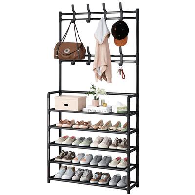 鞋帽架衣帽架挂衣架一体鞋架子