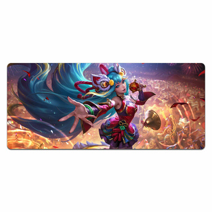 英雄联盟龙马烈焰鼠标垫艾希萨勒芬妮娅超大防水加厚锁边书桌垫