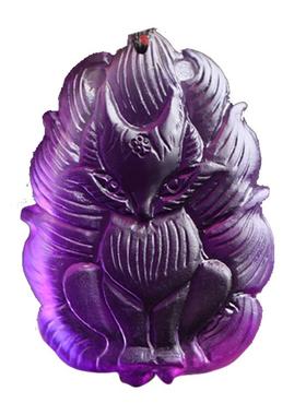 乌拉圭天然紫水晶九尾狐吊坠狐狸