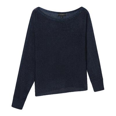 女士不规则下摆一字领长袖毛衣