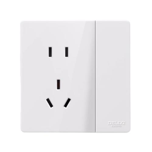 德力西cd827s开关插座单开双控五孔家用86型暗装瓷感白色亮光面板