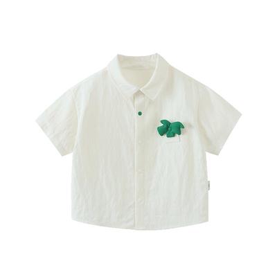 齐齐熊宝宝柔软天丝棉小翻领衬衫