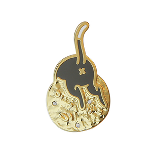 宇宙记号「月球上的猫」ESREVINU原创设计 镀金配饰胸针领针礼物