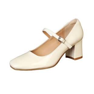 【现货无补】方头一字带粗跟玛丽珍单鞋小码女鞋31 32 33高跟鞋