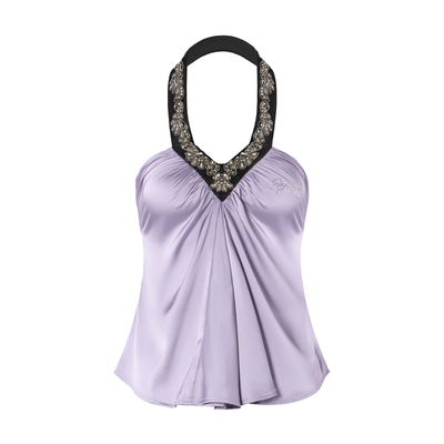 JYOSEI原创紫色缎面钉珠挂脖吊带