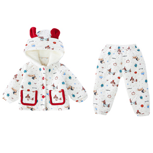 女童睡衣冬款珊瑚绒三层夹棉儿童小女孩加绒加厚冬季家居服套装