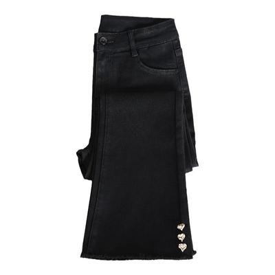 欧货高腰微喇叭牛仔裤