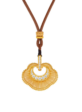 MITHAOL如意金锁项链女款新中式镶钻镂空毛衣链女银轻奢小众高级