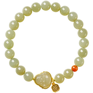 宫里上新和田玉手串女款天然玉石手链弥勒佛高级感生日礼物送妈妈