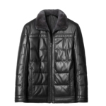 海宁真皮羽绒服男绵羊皮短款水貂毛领中老年爸爸加绒皮夹克外套冬