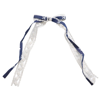 法式蕾丝蝴蝶结发夹精致丹宁