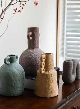 北欧创意复古陶瓷花瓶摆件装饰品玄关插花家居客厅简约艺术设计师