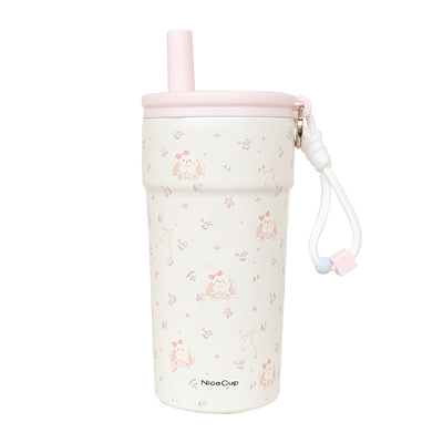 简约保温杯女生高颜值水杯新款2025带吸管茶仓办公室学生便携杯子