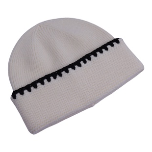 冬季保暖冷帽贝壳纹撞色镶边马海毛高级轻奢套头帽子大头围显脸小