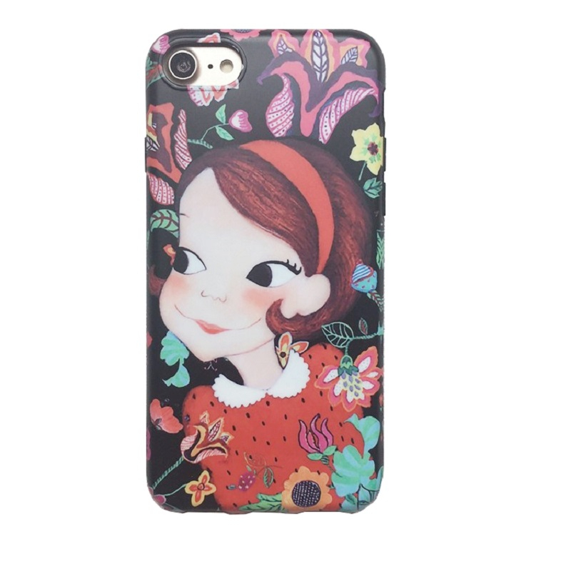 韩国插画少女陆心源媛12适用iPhone14磨砂薄xr手机壳13/pro/MAX苹果78plus挂绳电话保护套11薄软胶