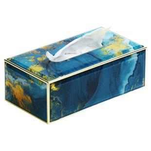 轻奢风美式纸巾盒摆件茶几餐巾纸盒家用客厅玻璃抽纸盒餐桌纸抽盒