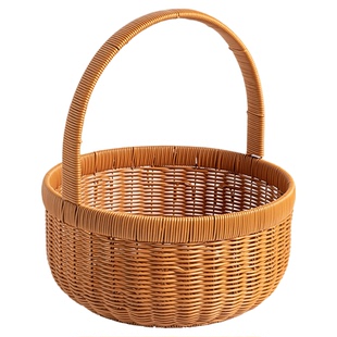 手工圆形菜篮子特大塑料鸡蛋专用筐老式水果拜拜手提篮子购物篮