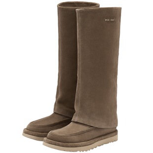 73hours女鞋牛奶小兔冬季新款显瘦裤管靴女厚底长筒靴雪地靴