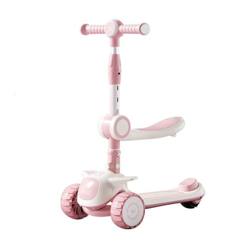 361儿童滑板车小童可坐骑滑滑车2-6岁溜溜车二合一滑轮车闪光