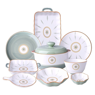 盘子碗家用2021新款日式陶瓷餐具创意手绘过年碗碟套装裕行维也纳