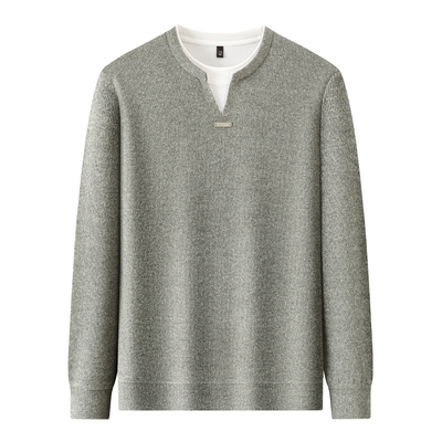 恒源祥假两件纯色针织衫卫衣男