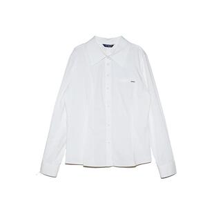 PATAVINITY法式简约气质白色衬衫女秋季棉质衬衣设计感小众上衣
