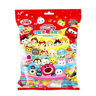 迪士尼亚吉藤家卡通杂锦果味软糖300g袋装儿童糖果橡皮糖喜糖年货
