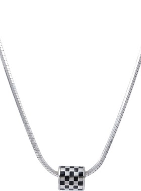 黑白棋盘格小蛮腰钛钢蛇骨链
