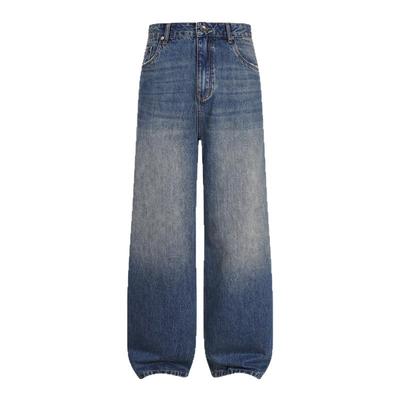 DIMC复古洗水宽松baggy牛仔裤 新款蓝色黑色阔腿直筒男女休闲长裤