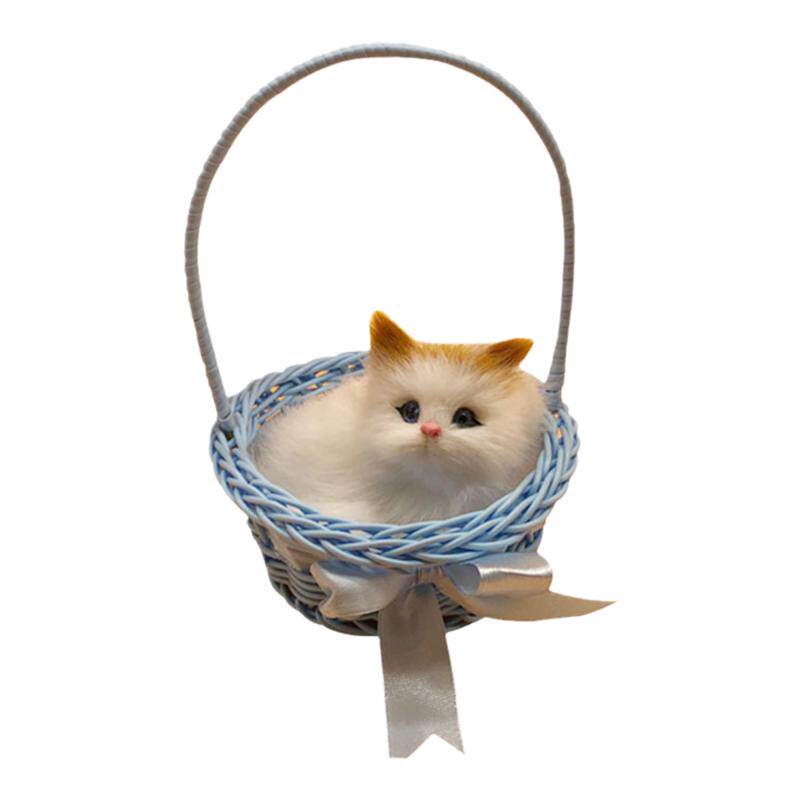 仿真花篮猫带灯毛绒玩具生日礼物