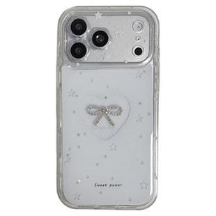 北比ins韩风镂空爱心立体蝴蝶结适用iphone17pro手机壳苹果16promax新款15带链条17少女14简约15pm闪粉16全包