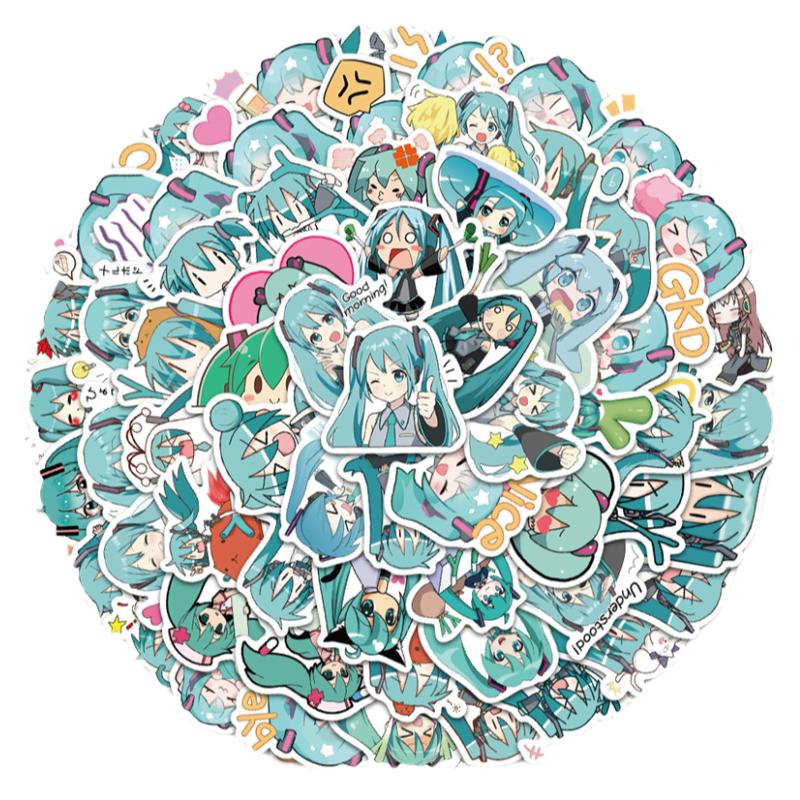 65张初音未来表情包装饰防水贴纸