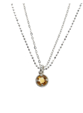 三合一草黄水晶纯银女双层项链