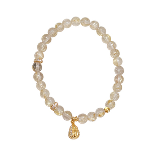 谷岚「金盏」天然金发晶黄水晶手串女款葫芦配饰招财转运串珠手链