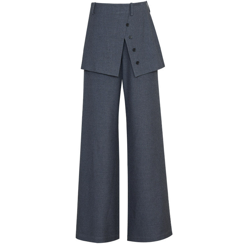 夏莫卡真两件屁帘裤灰色喇叭裤