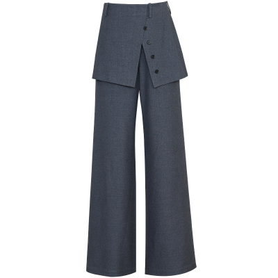 夏莫卡真两件屁帘裤灰色喇叭裤