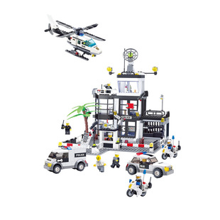 2024新品警察总局指挥车积木航母男孩子军事变形益智拼装模型学生