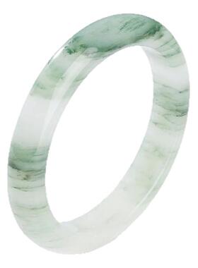 高冰飘花玉镯新疆玉石宽条镯子