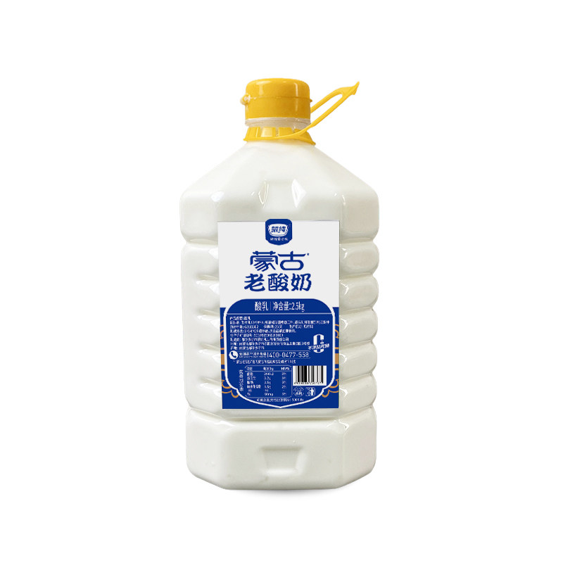 蒙纯蒙古老酸奶5斤大桶装 无蔗糖生牛乳发酵家庭装纯酸奶早餐代餐