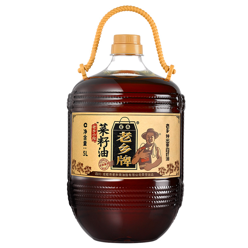 百年老鄉(xiāng)牌小榨菜籽油5L*2桶=10升非轉(zhuǎn)基因物理壓榨食用油二級