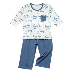 男童七分袖家居服套装莫代尔棉中大儿童睡衣夏季薄款小孩八九分裤